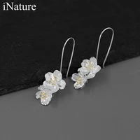 inature 925 sterling silver cherry blossom flower dangle drop earrings for women party christmas jewelry gifts