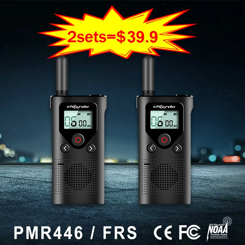 

2Pcs/Pack Walkie TalkieChierda CD18P PMR446 License Free Radio Long Range License-free Two-way Radio Portable Radio NOAA PPT