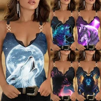 sexy women summer casual vest print top sleeveless camisole top v neck womens club wear