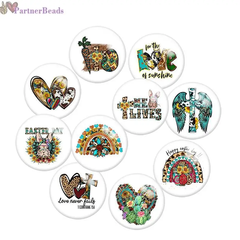 

Love CROSS Round Photo Glass Cabochon Demo Flat Back Making Findings 20mm Snap Button S0671