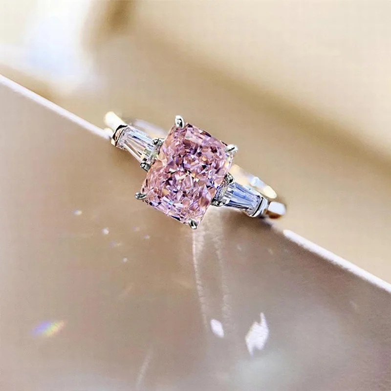 

Princess Propose Marriage Pink Heart Cubic Zirconia Rings for Women Romantic Bridal Wedding Ceremony Party Rings Fashion Jewelry