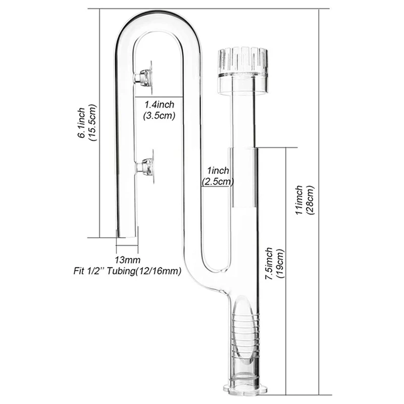 

2 шт., набор стеклянных трубок для аквариума, 13 мм, 12/16 мм