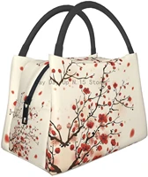japanese spring plum floral lunch bag meal containers insulation bag cooler bag lunch box for office work school picnic beach