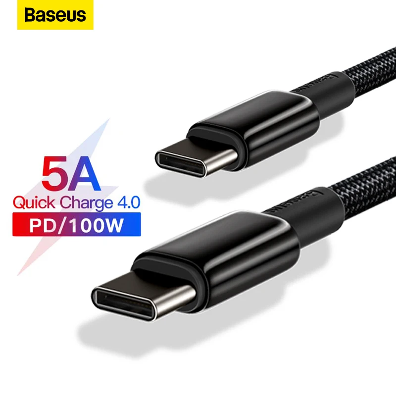 

Baseus 100W USB C to USB Type C Cable for Xiaomi Redmi Note 8 Pro Quick Charge 4.0 PD 100W Fast Charger for MacBook iPad Pro