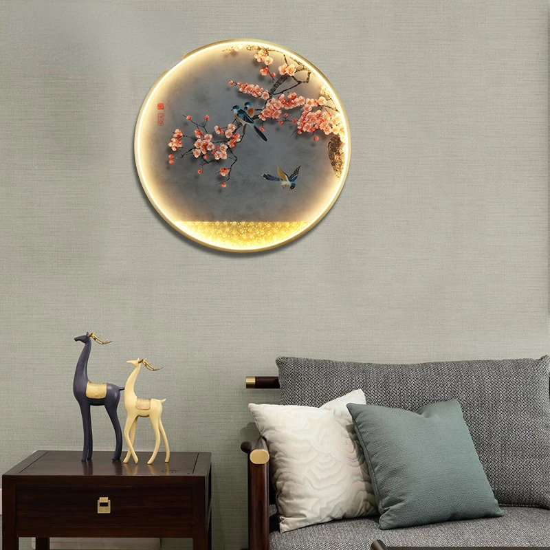 

Светодиодный современный настенный светильник, круглая лампа с цветочным рисунком, креативное домашнее украшение