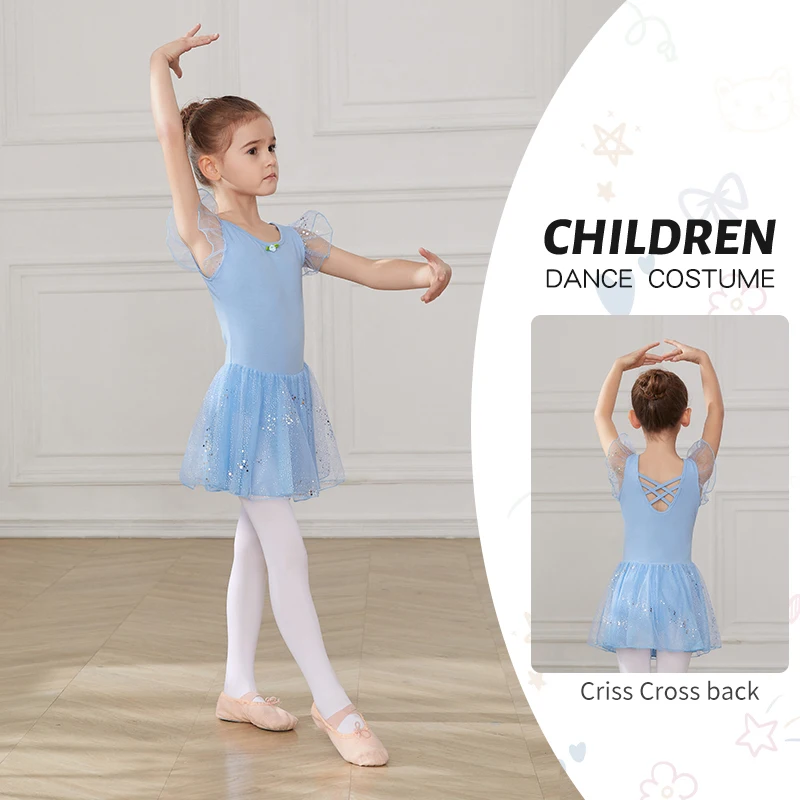 RUYBOZRY Ballet Dress Dance Leotards Tutu Ballet For Girls Gymnastics Bodysuit Ruffle Sleeve Dancewear Leotards Outfit For Kids