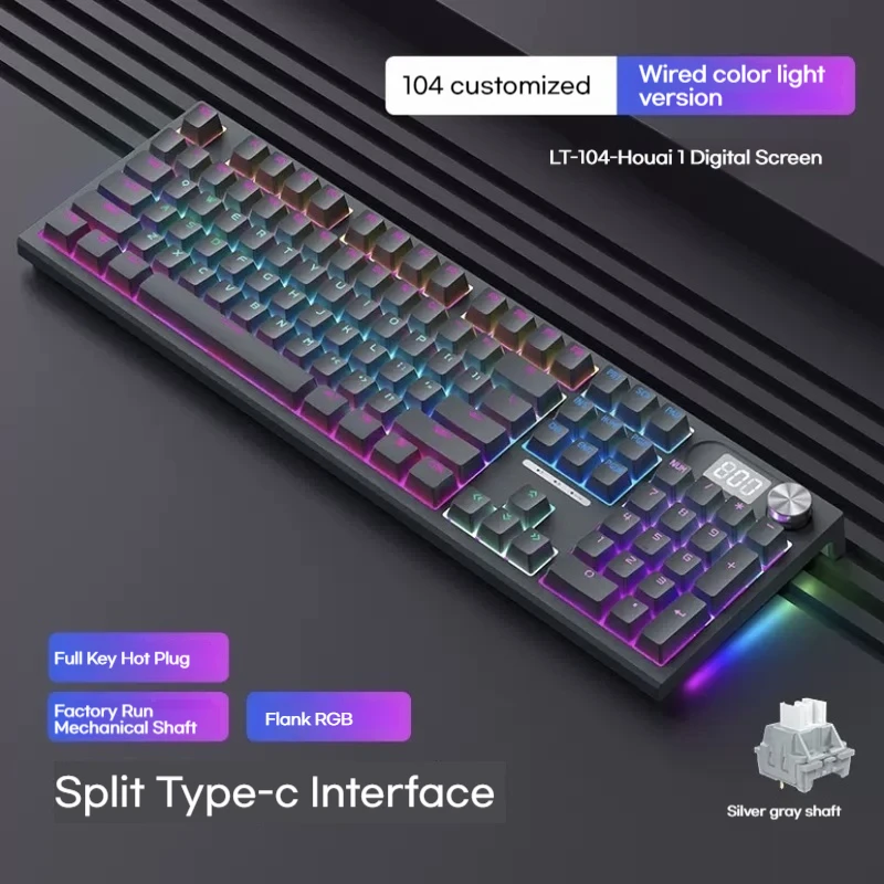 Lt104 Проводная механическая клавиатура с цифровым экраном 104 клавиши полная