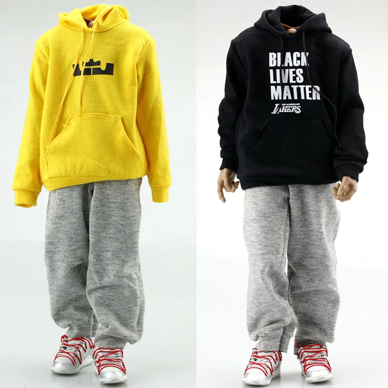

1/6 Scale Male Soldier Trend Hoodies Sweater With Letter Loose Sweatpants Classic Sneakers Model for 12 Inch Action Figure Body