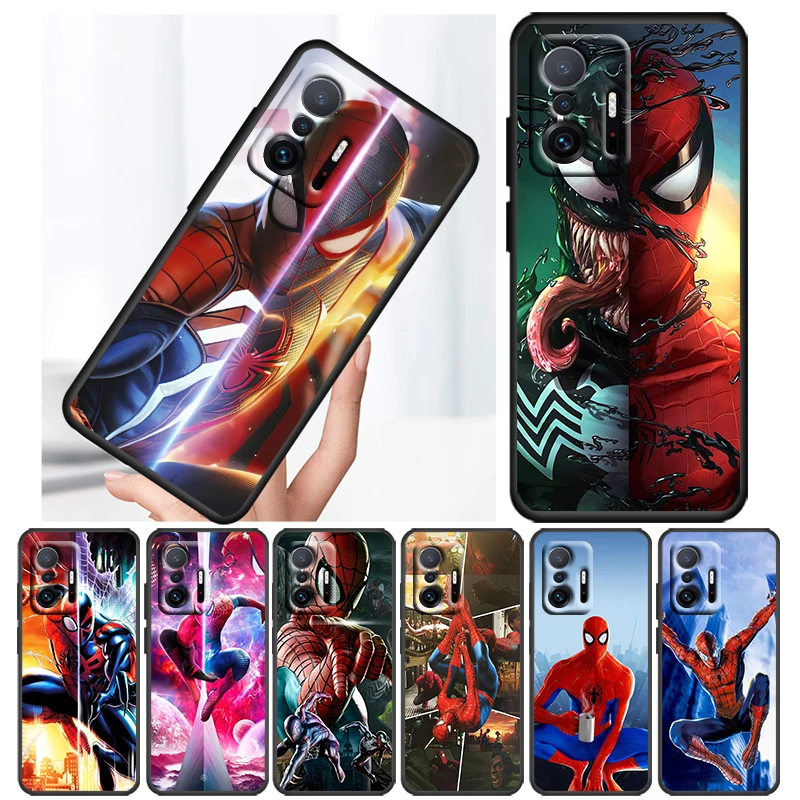 

Marvel Avengers Spiderman Case For Xiaomi 12T 12S 12 11 Ultra 11T 10T 9T Note 10 Pro Lite 5G Soft TPU Black Phone Cover Core