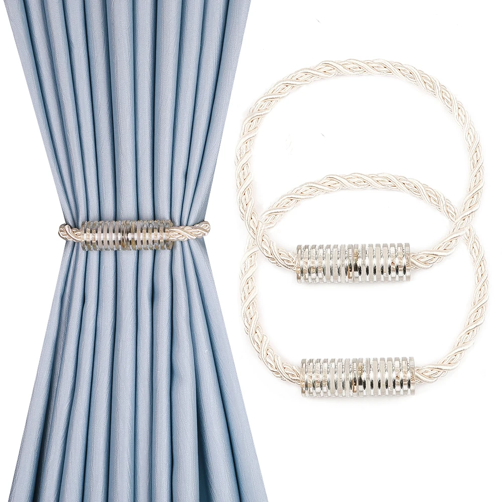 

2Pcs Magnetic Curtain Clip Cylindrical Hanging Ball Decoration Curtains Holder Tieback Buckle Rope Window Drape Accessories