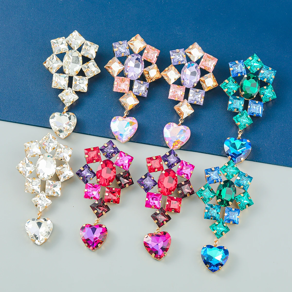

Pauli Manfi Fashion Metal Glass Geometric Dangle Earrings Home Party Exaggerated Statement Earrings Women's Charm Jewelry