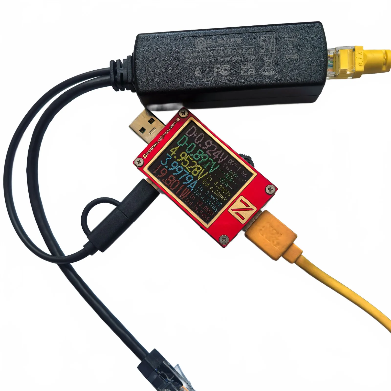 Фото 5 В, 3 А, 4 А, гигабитный разветвитель PoE USB-C/Type-C + MicroUSB 802.3at PoE + для Pi 5, 20 Вт №2
