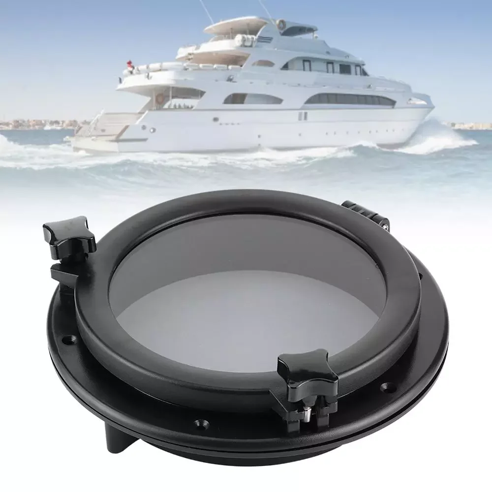 10in Marine Porthole Round Black Portlight Stalinite Window Universal for RV Boat Yacht New