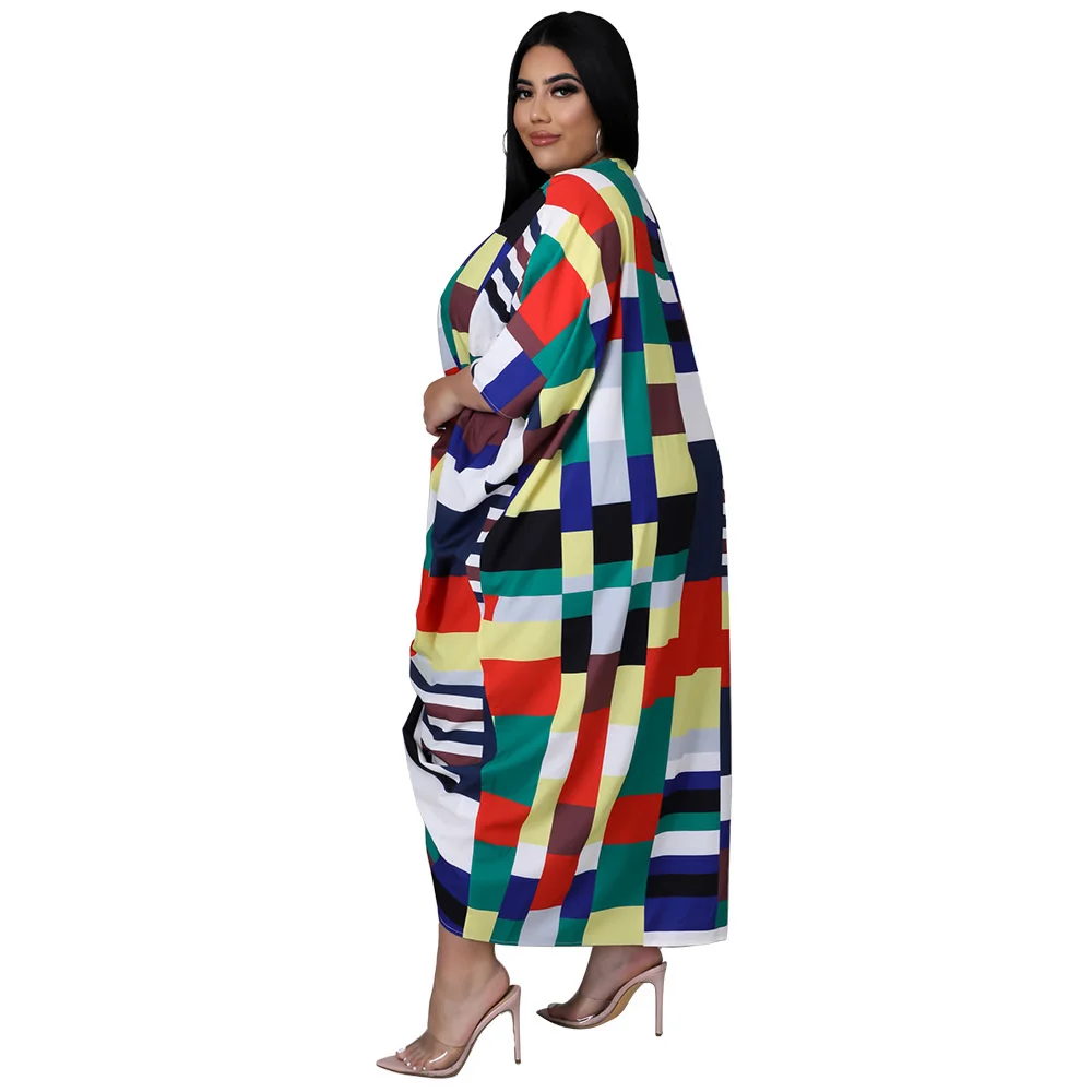 Plus Size Shirt Dress 3xl 4xl Elegant Striped Loose Casual Pleated v Neck Maxi Dresses for Women Whole 3xl 4xl 5xl 6xl