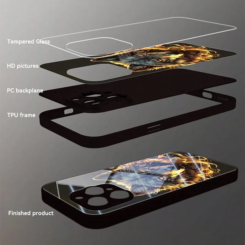 Чехол для телефона Cool Red Fierce Wolf King Graphic Glass для Samsung A07 A26 A36 A56 A16 A55 A35 A14 A34 A54 A24 A25 A34 A54 A24 4G 5G (art.: 3920d2eebe816) - 3920d2eebe816