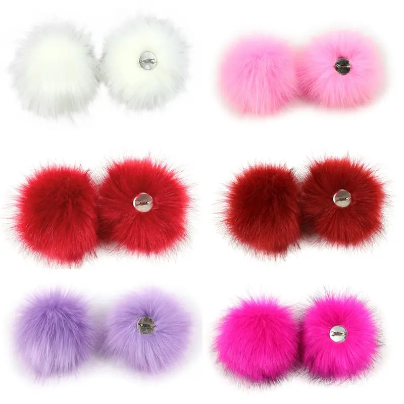 

1PCS Fashion Faux Fox Fur Fluffy Ball With Pin Fake Fur Removable Pompon With Pin For Bags Parts Accessories