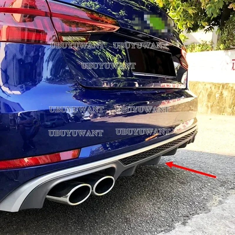 Фото Для Audi A4 B9 Standard/S-Line Sedan, черный/под карбон, задний диффузор-спойлер, 2017-2019, в стиле S4 №3
