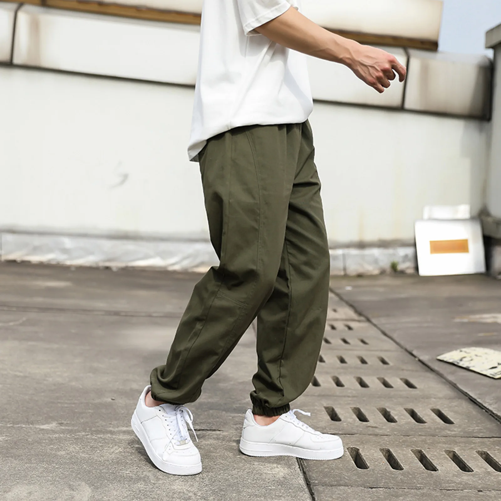 

Solid Color Cargo Pants For Men Men's Clothing Sports Pants For Men Style Overalls With Lace-up Sports Trousers Men's Pants 4