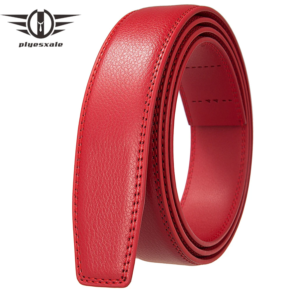 Plyesxale 35mm Width No Buckle Belt For Men Black White Coffee Red Mens Leather Belts Without Buckles High Quality Strap B1294