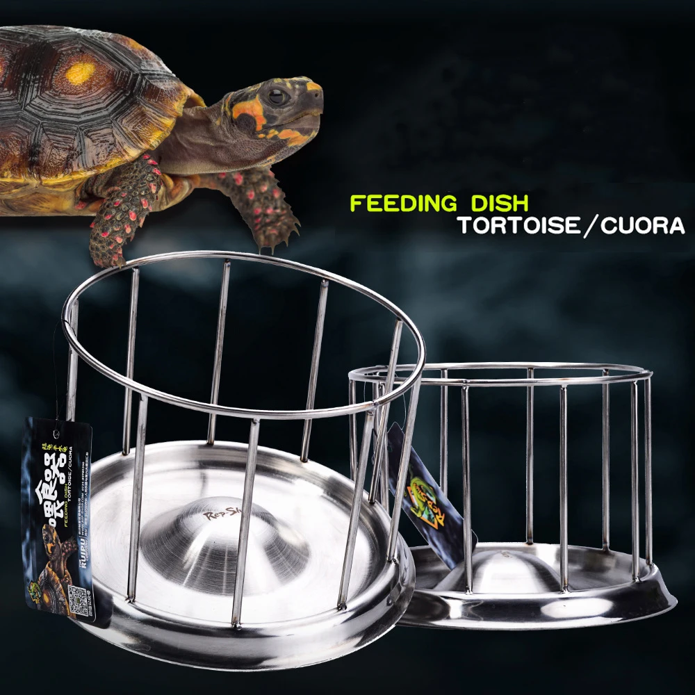 

304 Stainless Steel Tortoise Turtle Feeder Pet Supply Semi-Water Food Dispenser Bowl Feeding Tool Reptile Basin Home Water Dish