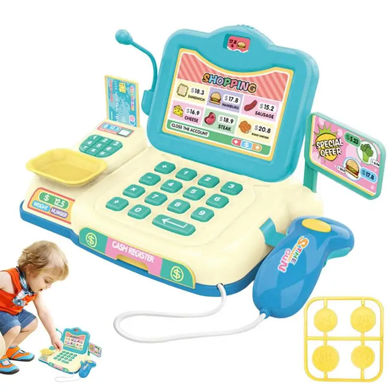 

Pretend Cash Register Pretend Play Calculator Cash Register Toy Kids Grocery Store Playset With Cash Register Cashier Role