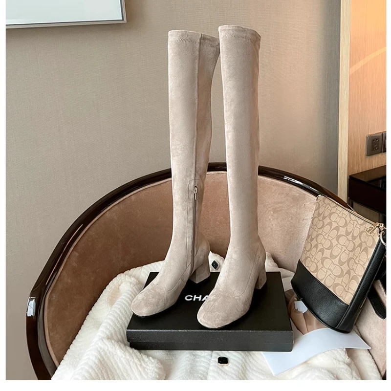 Женские износостойкие Сапоги выше колена Осень-зима 2024 Нескользящие однотонные