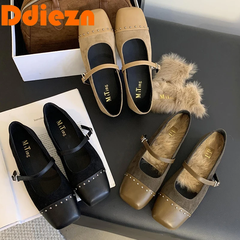 

Женские меховые туфли на плоской подошве, модные женские туфли в стиле "Лолита" для осени и зимы, женская обувь с ремешком и пряжкой, женская свадебная обувь Janes