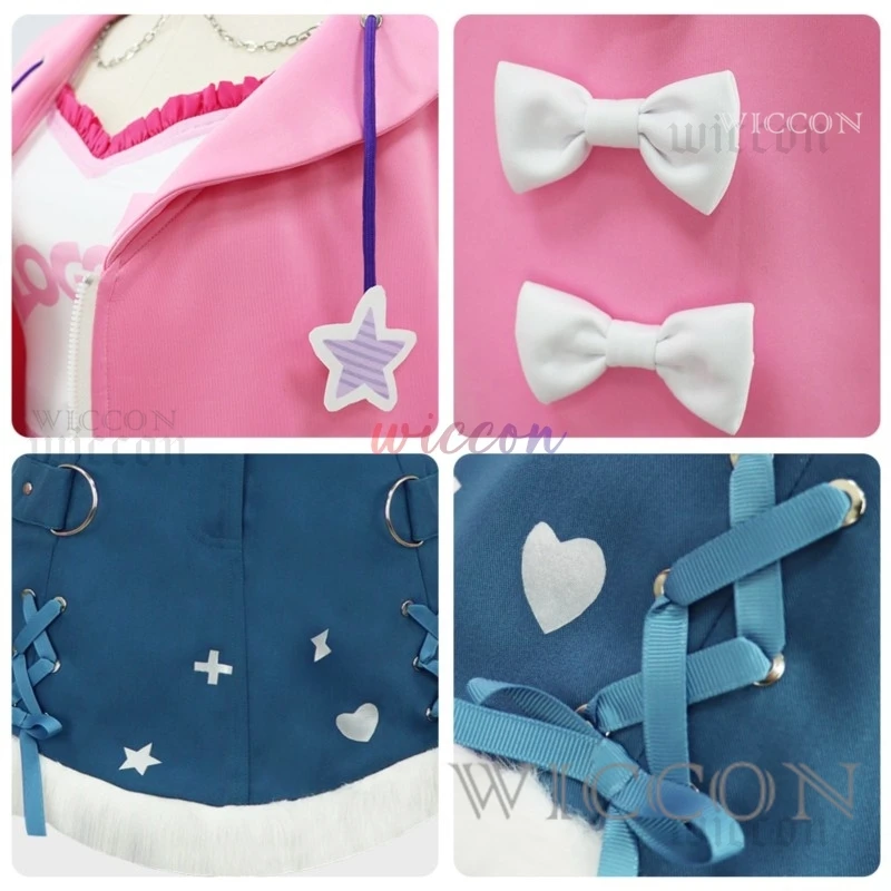 Fuwawa Mococo Abyssgard Fuwamococo Косплей Костюм Повседневное Платье Хвост Парик Holo Vtuber EN Новый