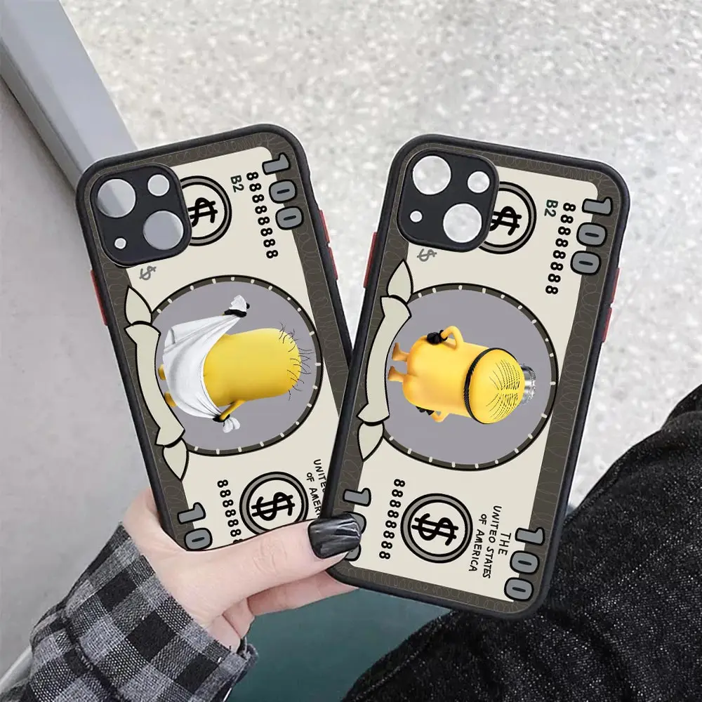 

MONEY Disney Funny M-Minions Anime Cartoon Phone Case For Apple iPhone14 13 12 11 Pro Max Mini XR X XS 8 7 SE Plus Max 5G Cover