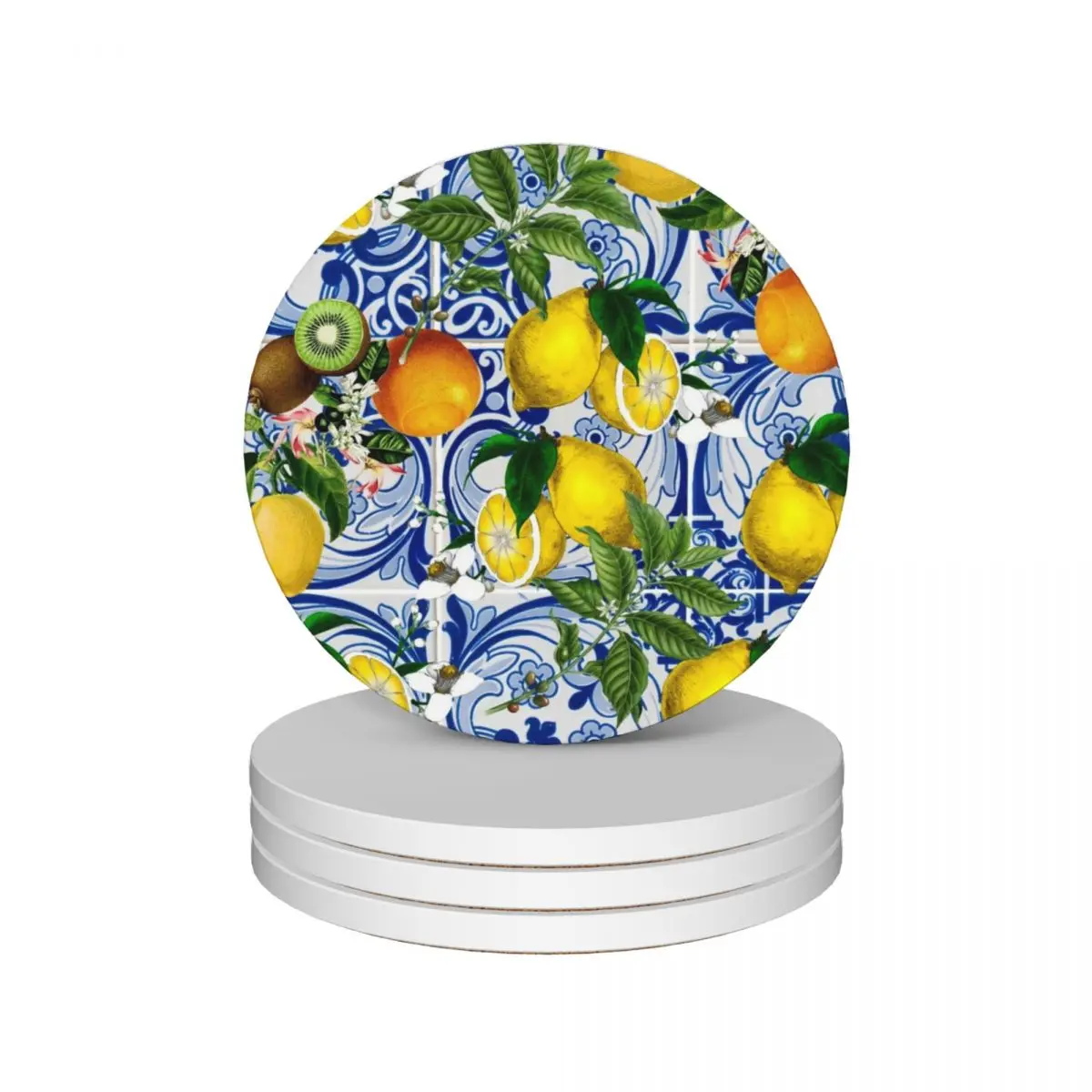 Средиземноморские лимонные подставки из искусственной керамики (набор 4) милые