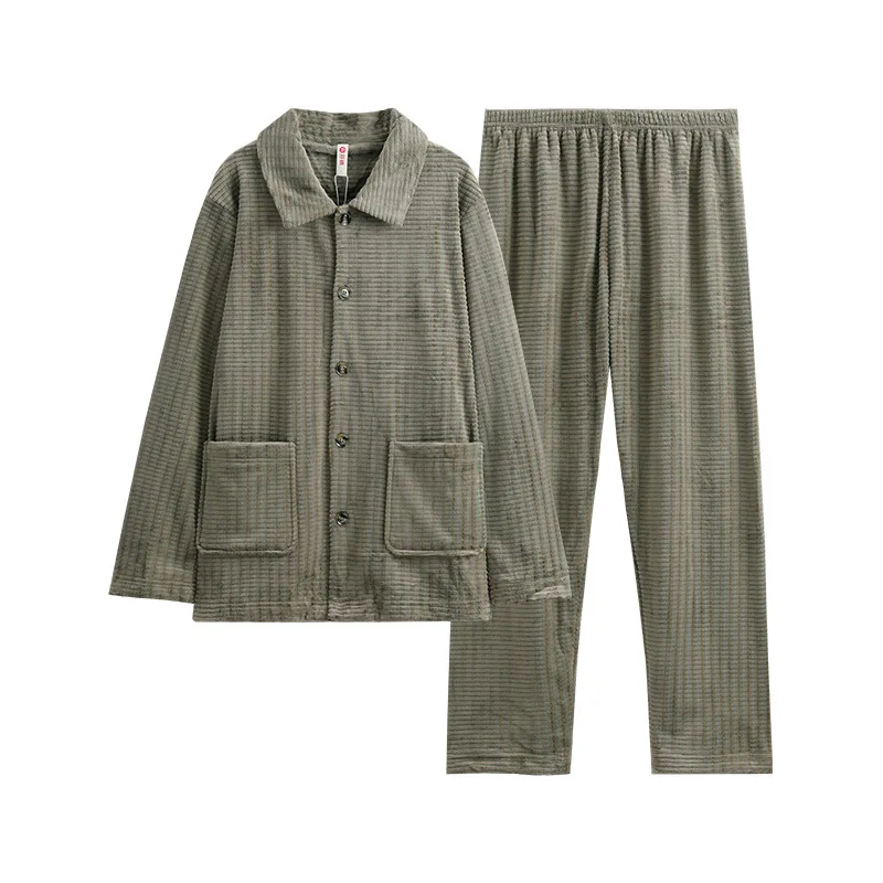Мужские пижамы Finteng осенне-зимний утепленный флисовый костюм свободный теплый