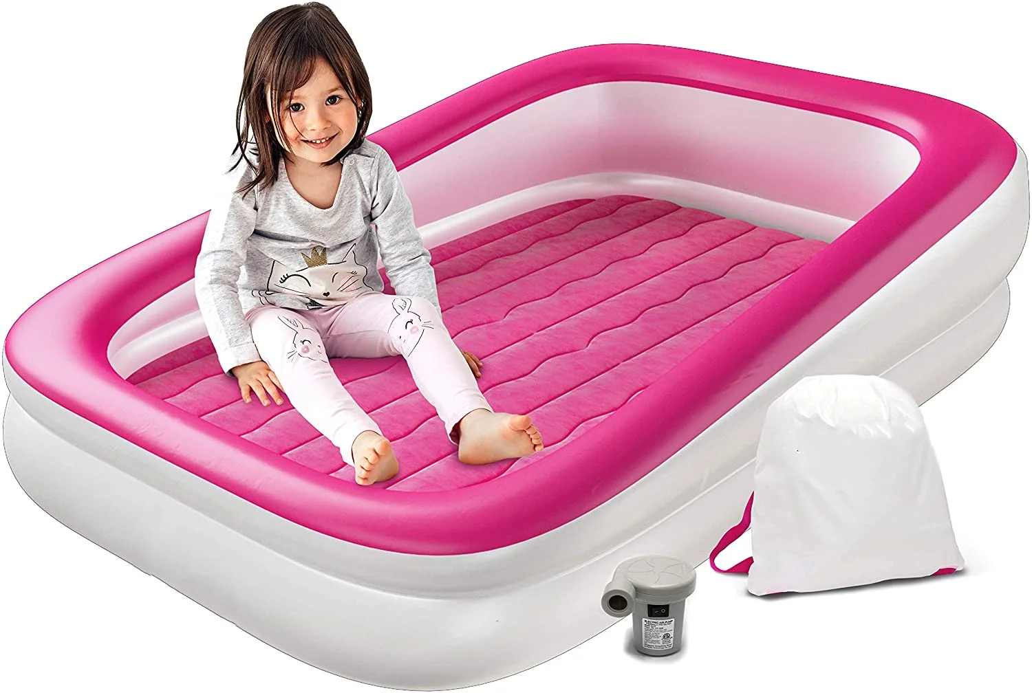 

Детская Надувная дорожная кровать с насосом, розовая