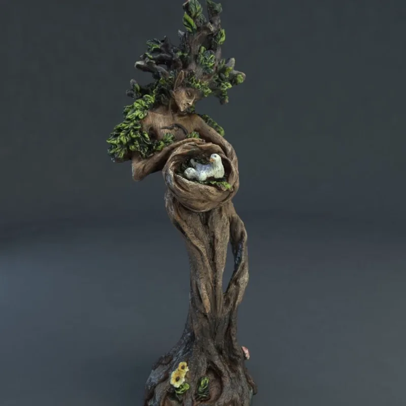 

Статуэтка богини и птицы из натурального леса, статуэтка королевы природы из смолы, креативные персонализированные настольные украшения, украшение для сада