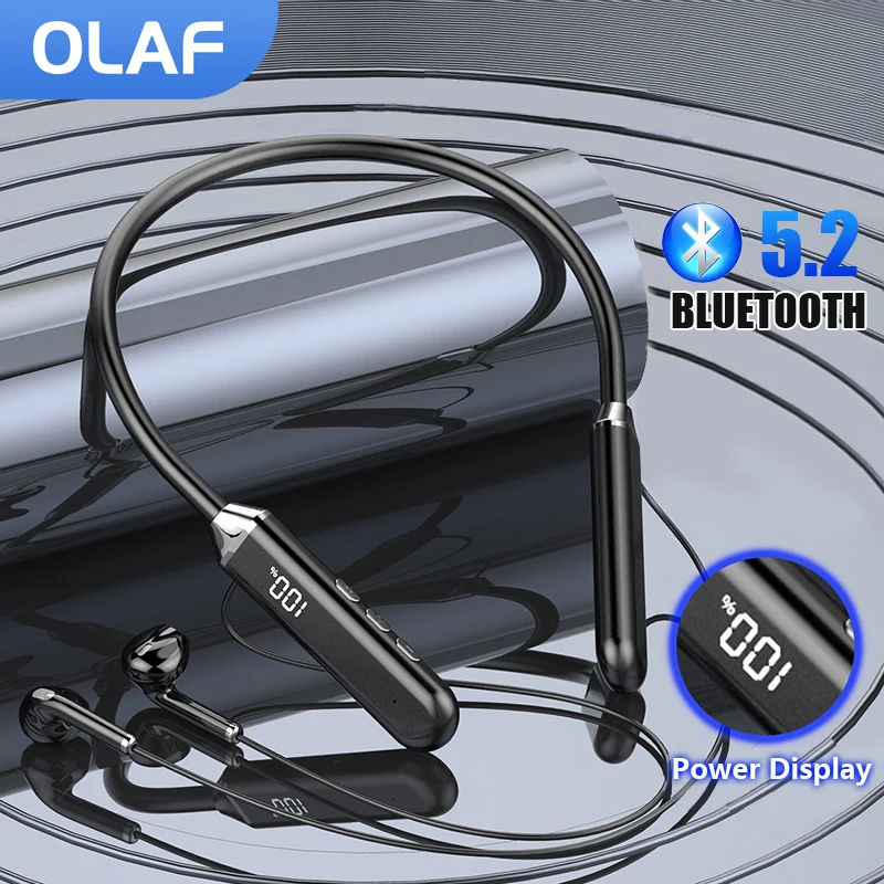 Беспроводные наушники Olaf с шейным ободом Bluetooth 5 2 Магнитный светодиодный дисплей
