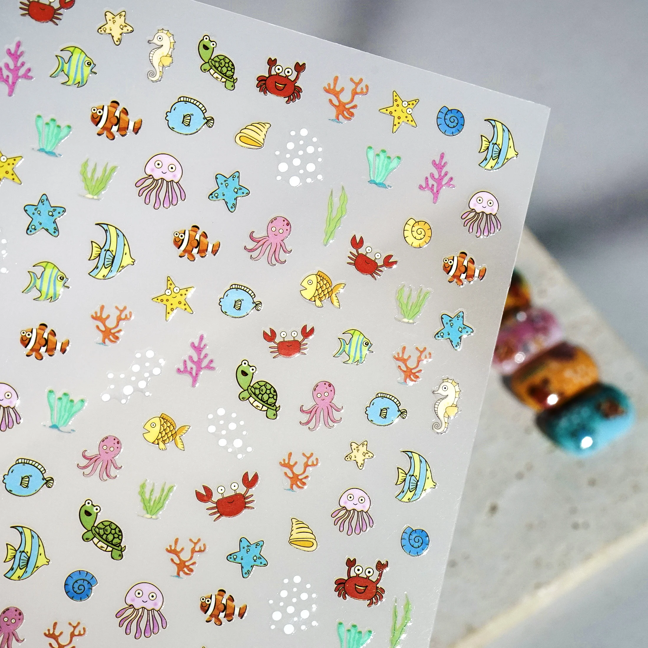 Самоклеящиеся наклейки для ногтей MAKIATO в виде медузы летние блестящие тисненые