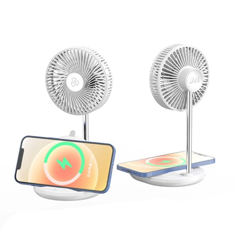 

Mobile Phone Wireless Charging Desktop Fan USB Charging Mini Fan Desk Fan Home Office Electric 3-Speed Adjustment