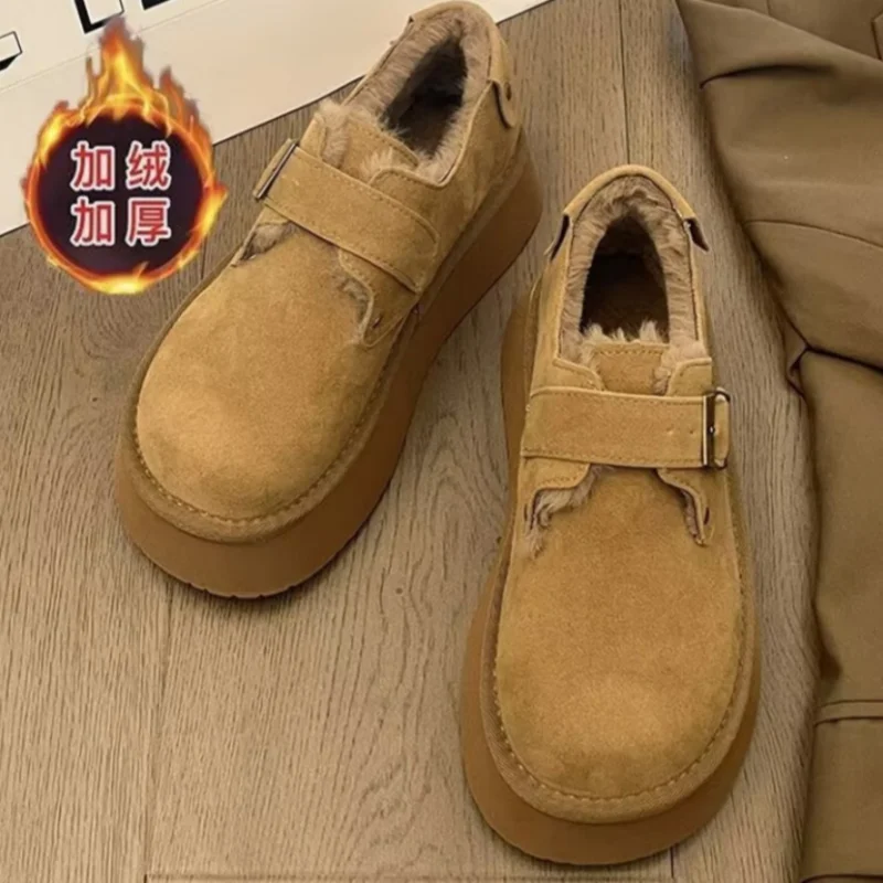 Мокасины с неглубоким носком сабо без шнуровки на платформе сохраняющие тепло