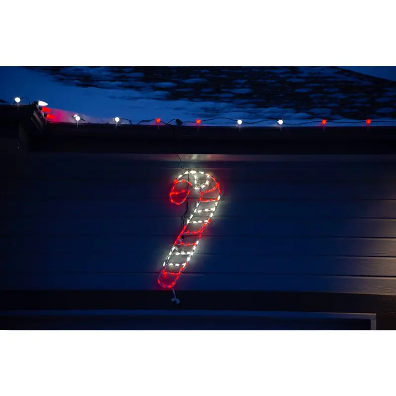 

Huge Outdoor 36"H x 15"W LED Lights 3-Ft. Tall Candy Cane with Ground Stakes for Any Festival Decoration