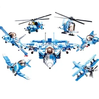 728pcs 6in1 military wolf warrior shipborne fighter fcba air task force plane diy building blocks educational toys for children