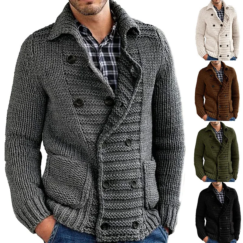 

Knitted Sweaters Men New Button Placket Cardigan Sweater Coat Jacket Casual Slim Fit Knitwear Pull Homme Sweater Male Clothing