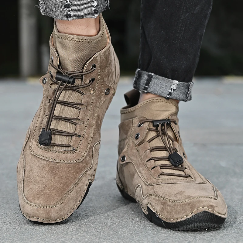 Мужские повседневные зимние ботинки натуральная кожа мягкая подошва