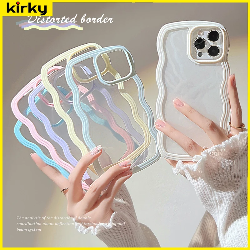 

Candy 6 colors cute wavy Soft Clear phone case for iphone 12 13 pro max xsmax x xr 11 promax shockproof protective back cover