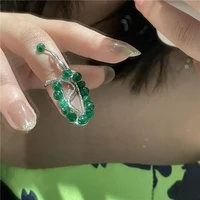 new womens french retro court style hip hop rock green baroque tourmaline nail ring luxury frorigin ring