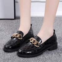 women loafers 2022 metal buckle plaid shoes fashion office ladies slip on black flats pumps shoes size 35 41 zapatos de mujer