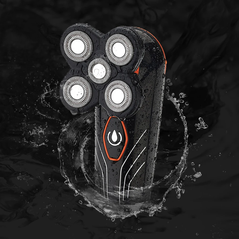 

Бритва для волос, лысая, аккумуляторная, IPX7, водонепроницаемая, с 5 головками, инструмент для сухого и влажного бритья волос