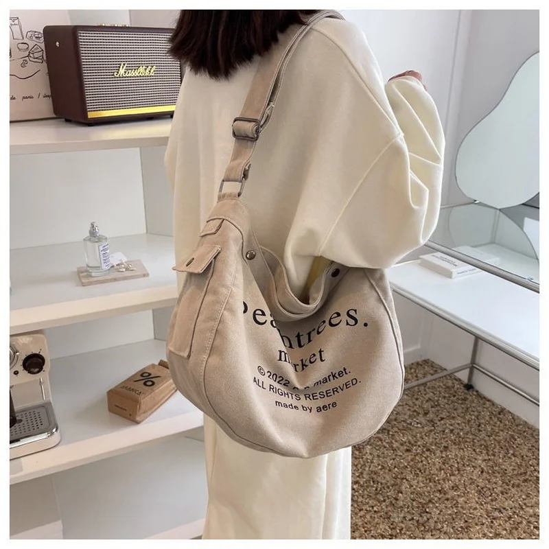 HAEX Casual Street Tote Bag Femme Vintage Large Capacity Women's Bag 2022 Trend Daily Students Hasp Book Crossbody Bolso Mujer