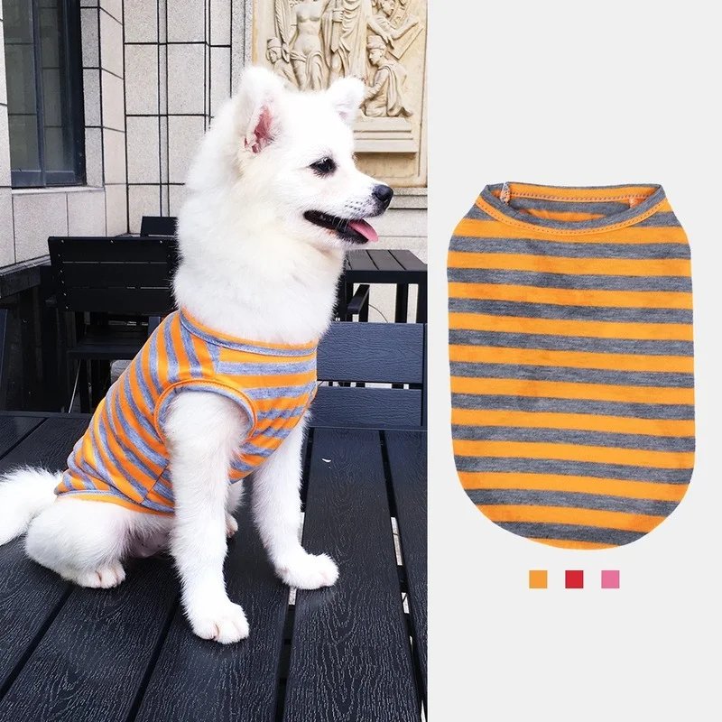 

Dog Clothes Chun Xia, Thin Stripe Vest Dog Clothes Than Teddy Bear Cat Leung Schnauzer Small Dogs Pet Clothes Summer Dog