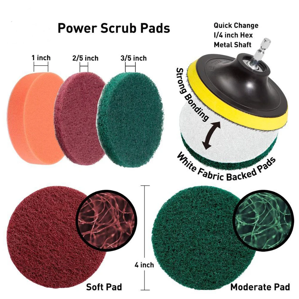 

Car Electric Drill Brush Set Cleaning Tool Kit For Standard Household Cordless 1/4\" Drills High Quality Car Accessories