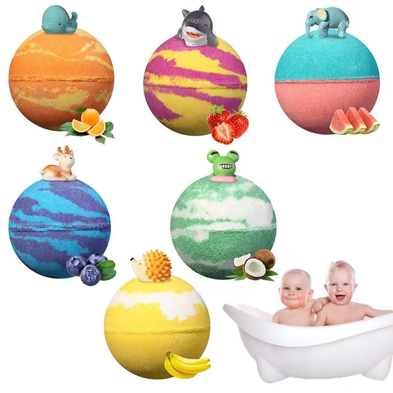 

Organic Bath Bombs 6pcs Natural Organic Bath Salt Ball For Bubble Shower Handmade Aromatherapy Bathbombs With Animals Toys For