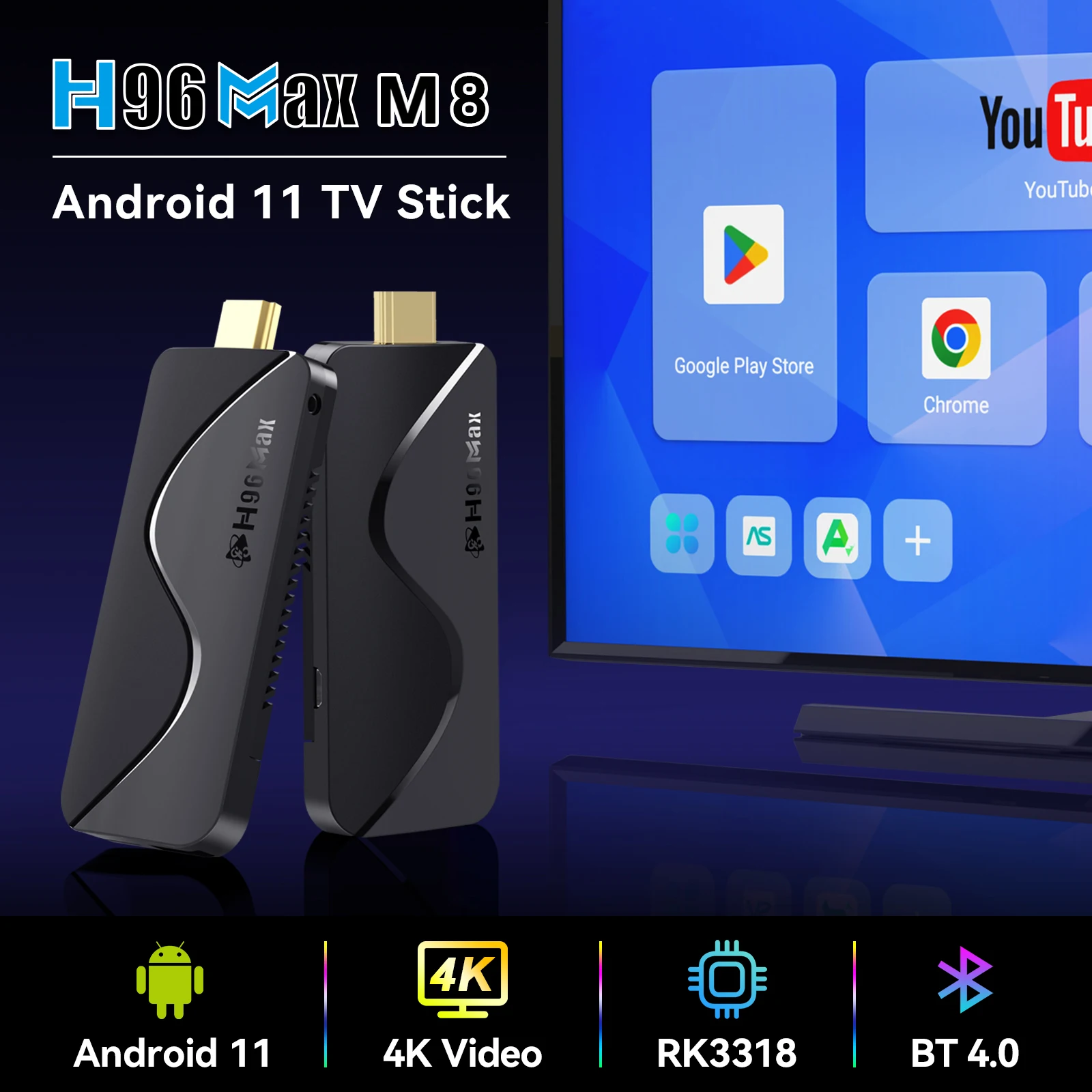 ТВ-приставка H96 Max M8 на Android 11 0 2 + 16 ГБ пульта ДУ